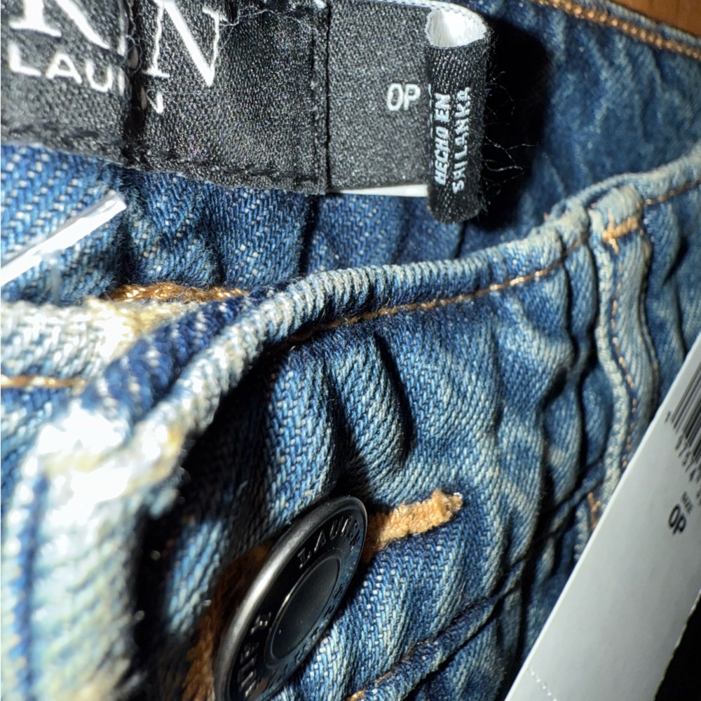 Ralph Lauren Women Size 0 Petite High Rise Flare Denim Jeans Expossed Button New - Picture 10 of 16